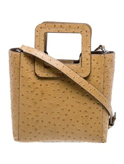 Pre-owned Staud Embossed Leather Top Handle Bag In Neutral