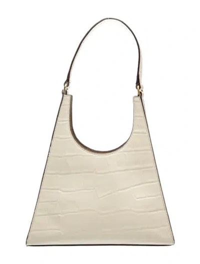 Pre-owned Staud Embossed Leather Top Handle Bag In Neutral