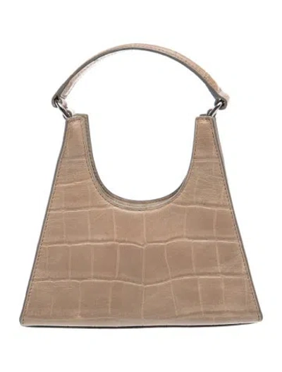 Pre-owned Staud Embossed Leather Top Handle Bag In Neutrals