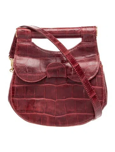 Pre-owned Staud Embossed Leather Top Handle Bag In Red