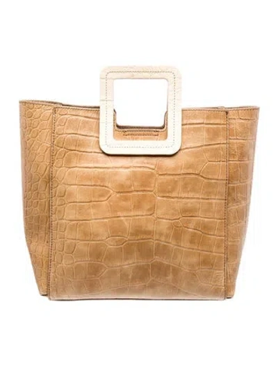 Pre-owned Staud Embossed Leather Tote In Brown