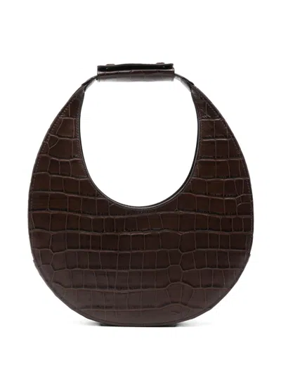 Staud Embossed Top Handle Handbag With Protective Dust Cover In Brown