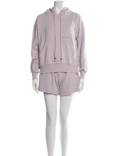 Pre-owned Staud Embroidered Accent Short Set In Purple
