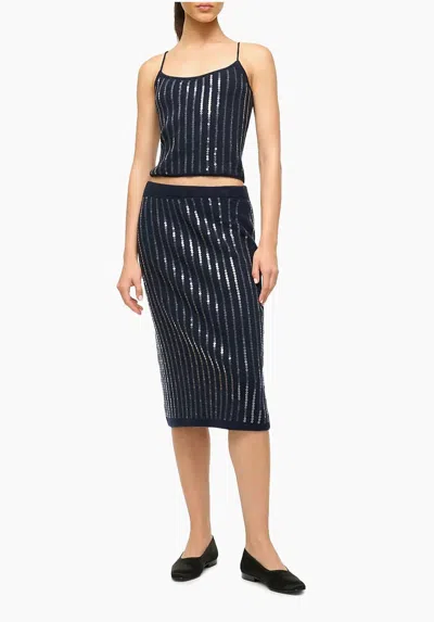 Staud Emerson Sequin Tank Top In Navy In Blue
