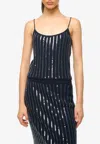 Staud Emerson Sequined Top In Navy