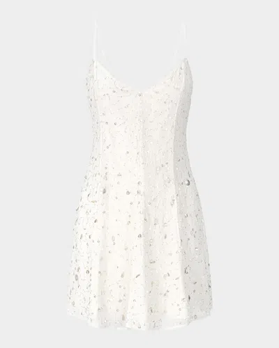 Staud Emily Embellished Tulle Mini Dress In White