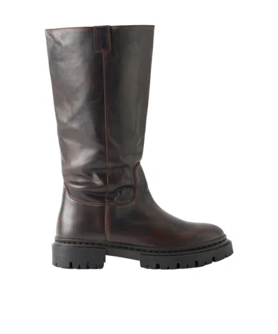 Staud Emmett Leather Knee Boots In Brown