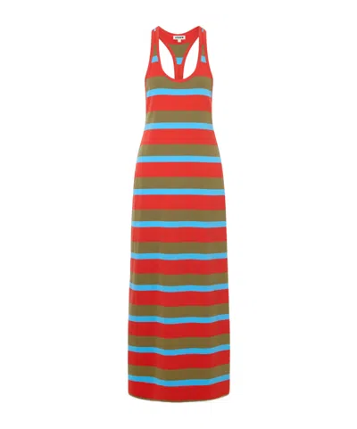 Staud Encino Striped Cotton-blend Maxi Dress In Multi