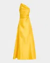 Staud Este Silk Blend Dress In Sunset Gold