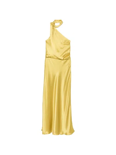 Staud Estelle One-shoulder Draped Maxi Dress In Yellow