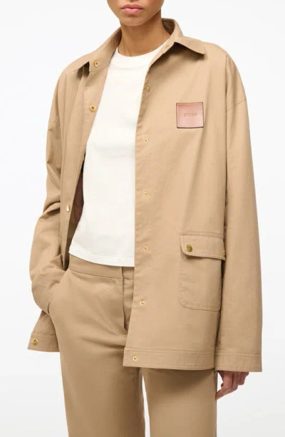 Staud Estero Stretch Cotton Jacket In Khaki