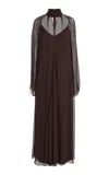 Staud Esther Chiffon Maxi Dress In Brown