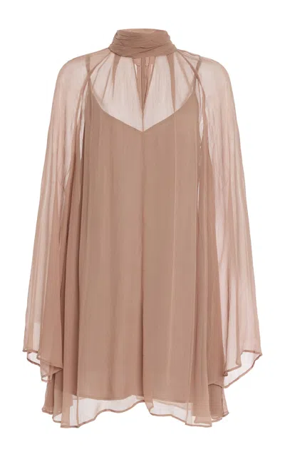 Staud Esther Chiffon Mini Dress In Brown