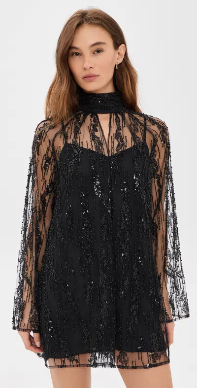 Staud Womens Esther Sequin Woven Mini Dress Black Blk