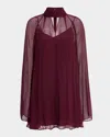 Staud Esther Semi-sheer Mini Dress In Burgundy