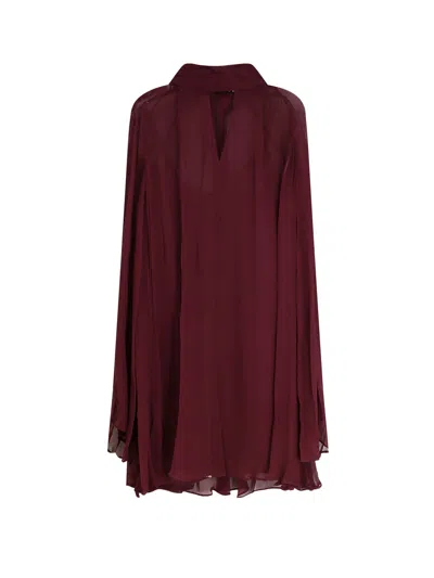 Staud Esther Viscose Mini Dress In Burgundy