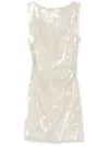 Staud Sequin-detail Eton Mini Dress In Neutrals