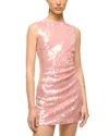 Staud Eton Ruched Sequined Tulle Mini Dress In Sienna