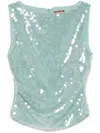Staud Eton Paillette Tank Top In Green