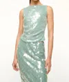 Staud Eton Paillette Tank Top In Grey