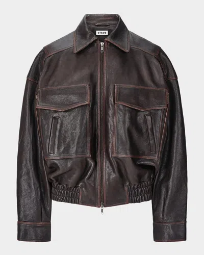 Staud Eugene Distressed Leather Jacket