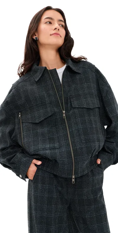 STAUD EUGENE JACKET INK BLUE PLAID
