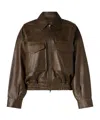 Staud Eugene Leather Jacket In Brown