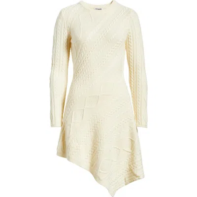 Staud Eva Long Sleeve Cable Stitch Sweater Dress In Neutral