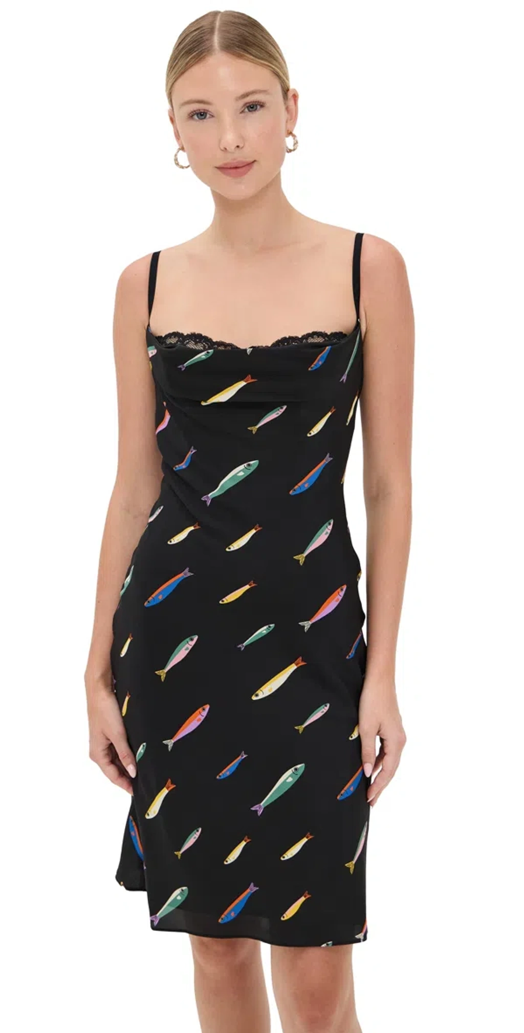 evangeline silk dress pop sardines black Staud Evangeline Silk Dress Pop Sardines by Staud