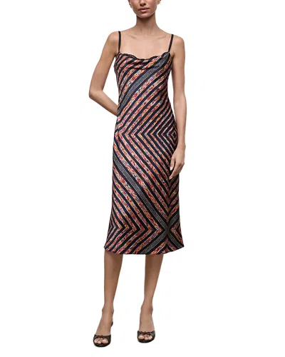 Staud Evangeline Silk Midi Dress In Brown