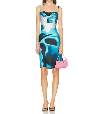 Staud Evangeling Silk Midi Dress In Blue Haze