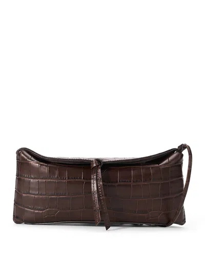Staud Eve Croco Embossed Leather Clutch In Brown