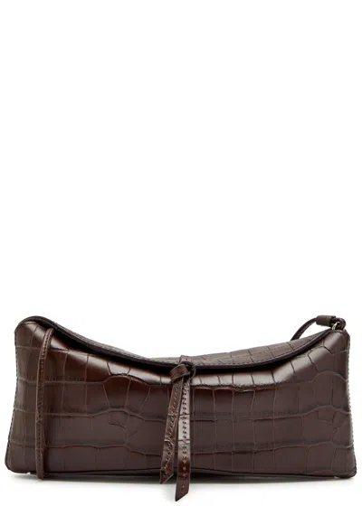 STAUD STAUD EVE CROCODILE-EFFECT LEATHER CLUTCH