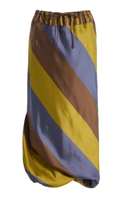 Staud Exclusive Odette Silk Midi Skirt In Stripe