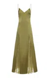 Staud Exclusive Trinity Lace-inset Silk Maxi Slip Dress