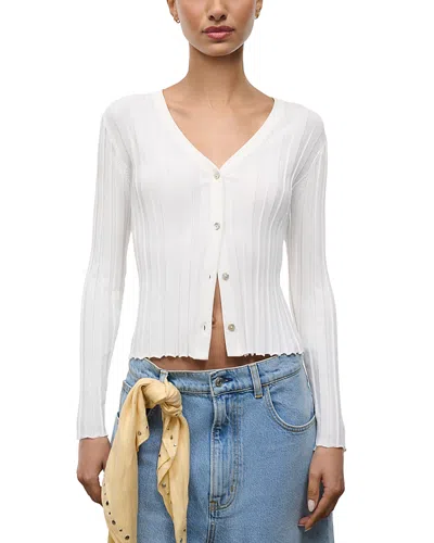 Staud Ezra Striped Cardigan In White