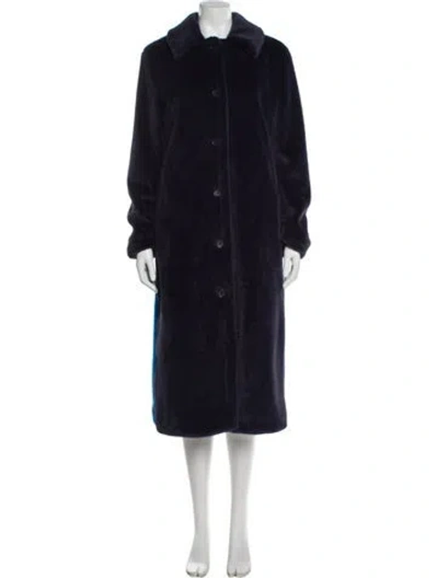 Pre-owned Staud Faux Fur Coat In Blue