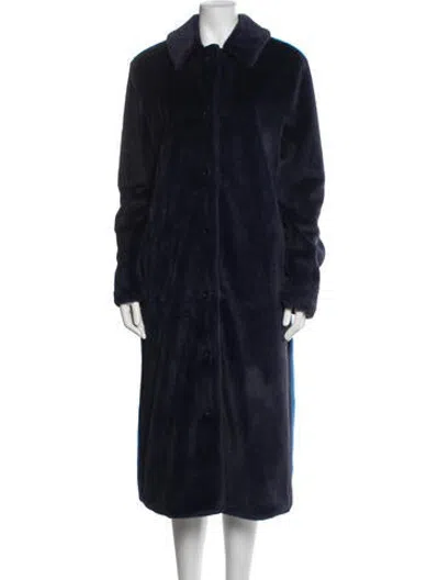Pre-owned Staud Faux Fur Coat In Blue