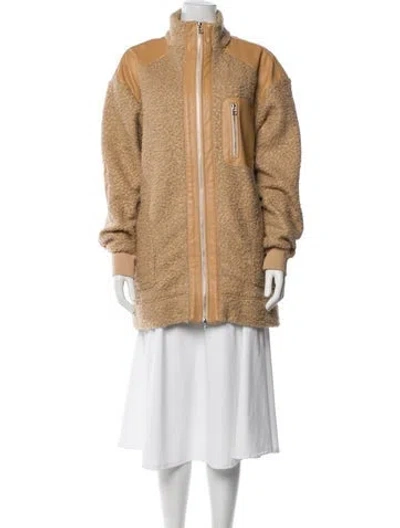 Pre-owned Staud Faux Fur Coat In Neutral