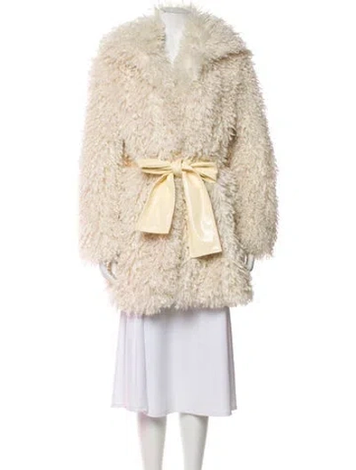 Pre-owned Staud Faux Fur Coat In Neutral
