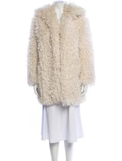 Pre-owned Staud Faux Fur Coat In Neutral