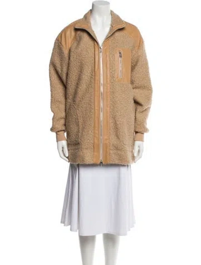 Pre-owned Staud Faux Fur Coat In Neutral