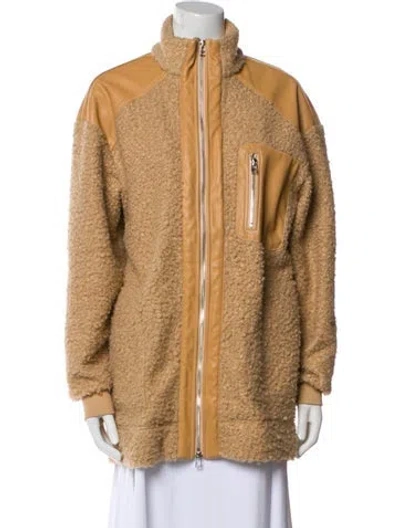 Pre-owned Staud Faux Fur Coat In Neutral