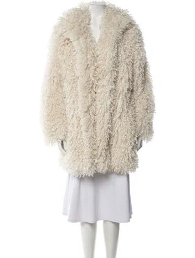 Pre-owned Staud Faux Fur Coat In Neutral