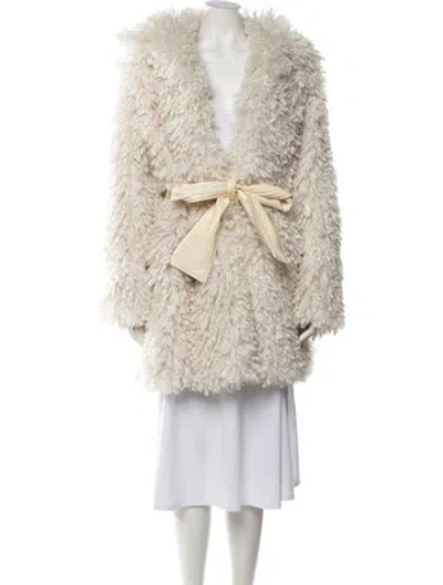 Pre-owned Staud Faux Fur Coat In Neutral