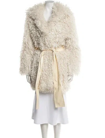 Pre-owned Staud Faux Fur Coat In Neutrals