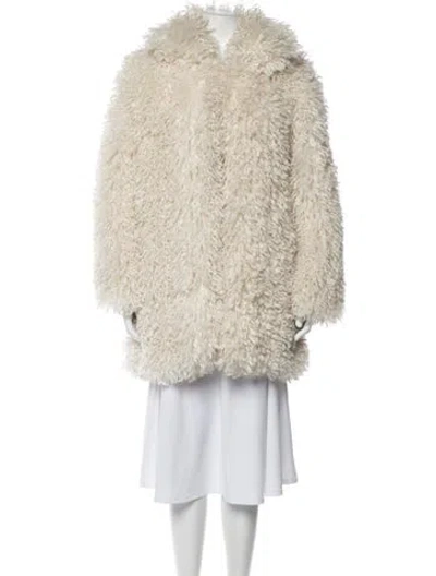 Pre-owned Staud Faux Fur Coat W/ Tags In Neutral