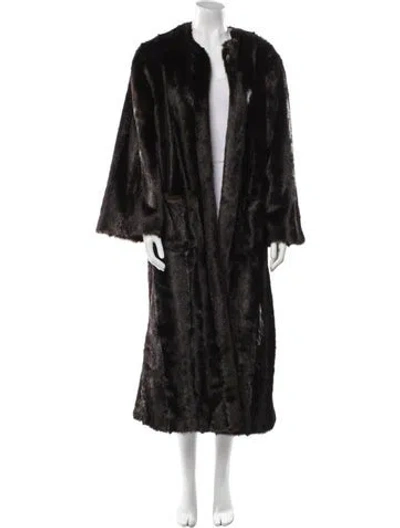 Pre-owned Staud Faux Fur Faux Fur Coat In Brown