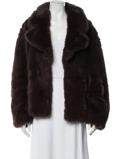 Pre-owned Staud Faux Fur Jacket In Brown