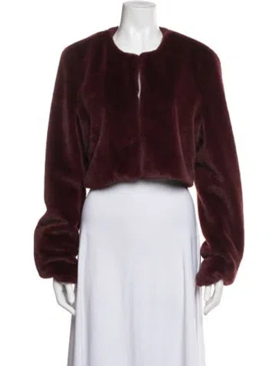 Pre-owned Staud Faux Fur Jacket In Burgundy/red